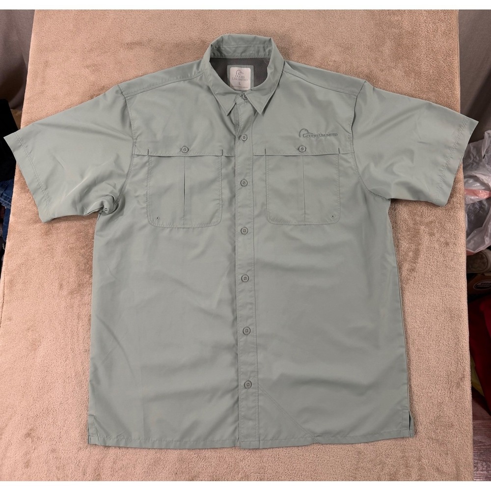 Ducks Unlimited Vented Shirt Men's Size‎ Large Green Outdoors FIshing S/S EUC